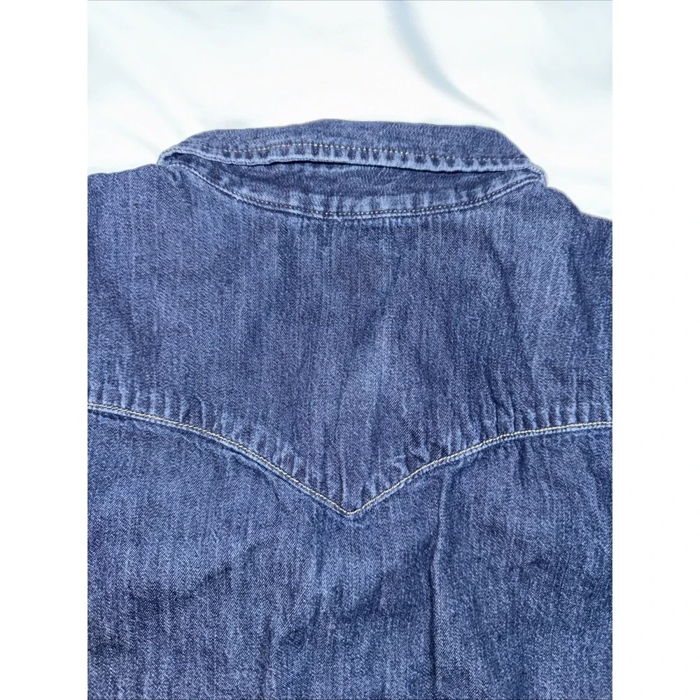 Internal Sample Levi's Pearl Snap Denim Long Sleeve Shirt Women's Sz M Slim Blue
